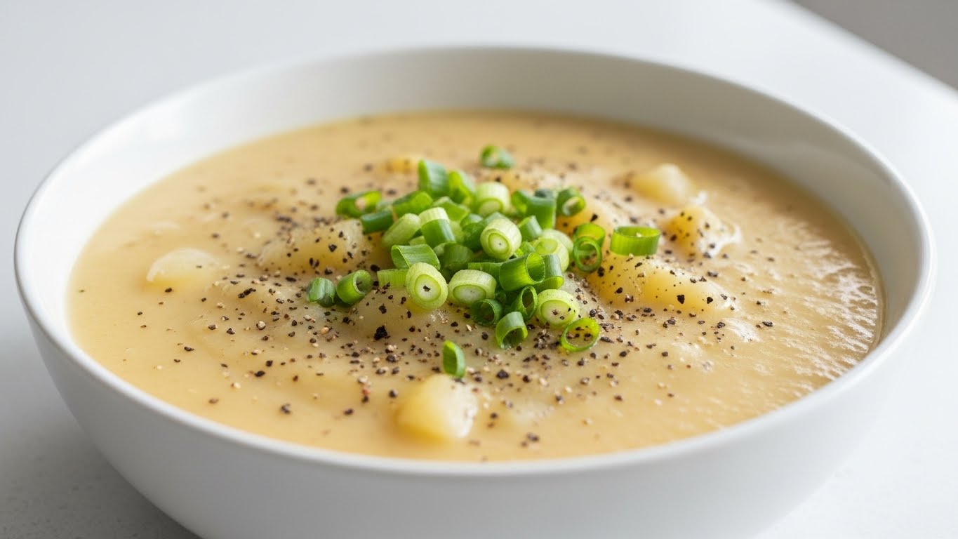 Homemade Loaded Potato Soup served creamy with cheese and chives