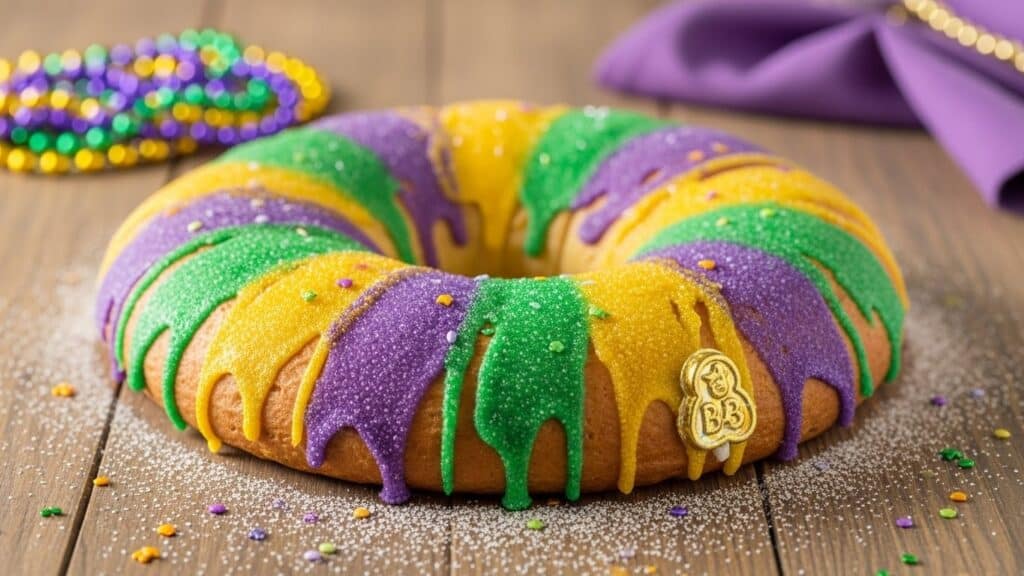 Easy King Cake with cinnamon icing