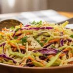 Old-Fashioned Creamy Coleslaw in a bowl with classic mayo dressing